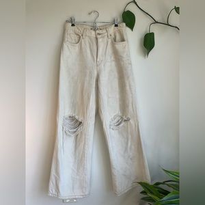 Free People wide leg white denim jeans - perfect for summer and fall styling!